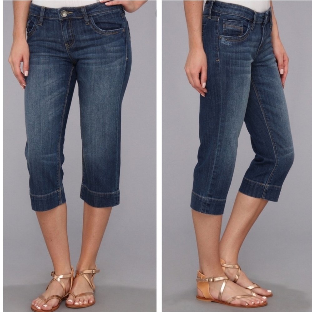 Kut from the Kloth Natalie Crop Jeans Size 0 Dark Wash Flap Pocket Low Rise